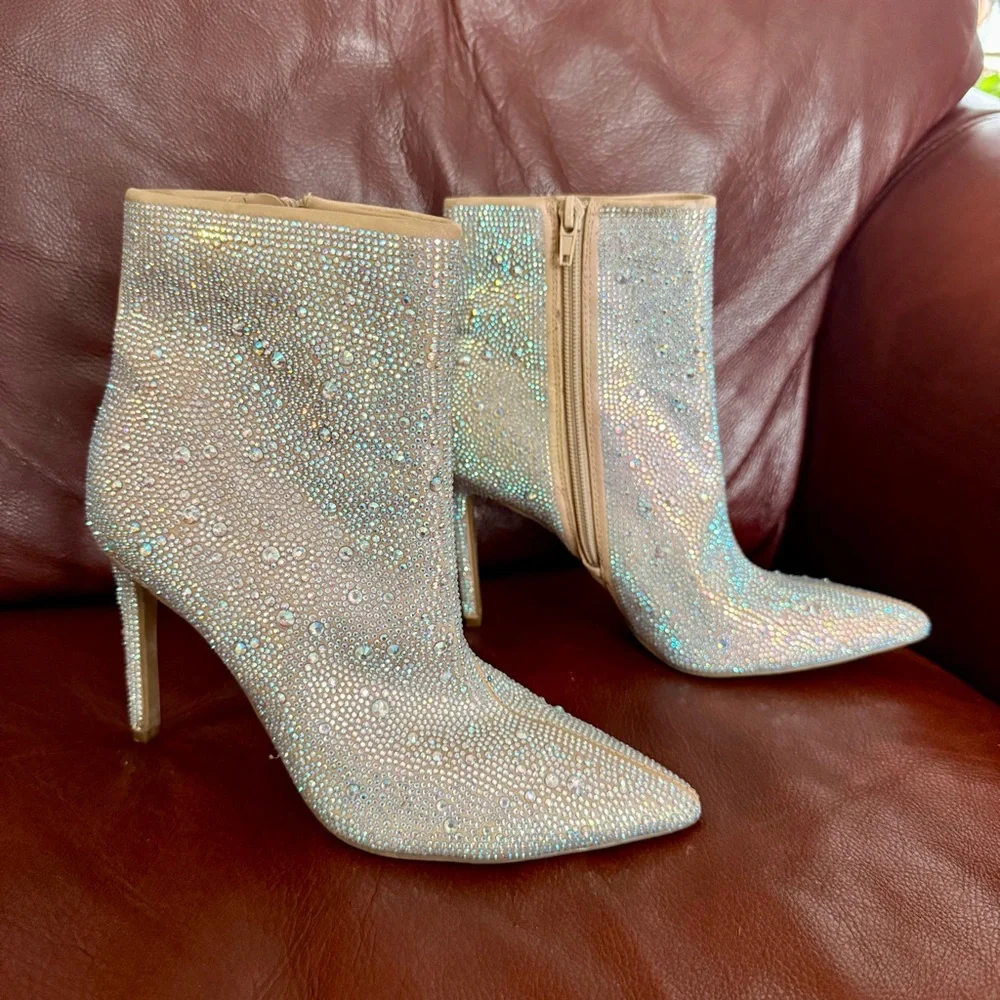 INC International Concepts Sparkling Rhinestone Heeled Boots - Picture 3 of 13